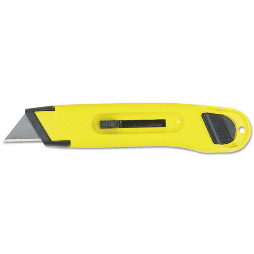 Image of Stanley® Plastic Light-Duty Utility Knife with Retractable Blade, 6" Plastic Handle, Yellow
