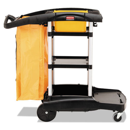 Image of Rubbermaid® Commercial High Capacity Cleaning Cart, Plastic, 4 Shelves, 2 Bins, 21.75" x 49.75" x 38.38", Black
