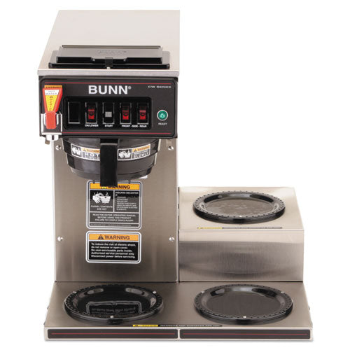 Image of BUNN® CWTF-3 Three Burner Automatic Coffee Brewer, 12-Cup, Black/Stainless Steel