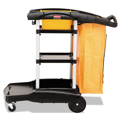 Image of Rubbermaid® Commercial High Capacity Cleaning Cart, Plastic, 4 Shelves, 2 Bins, 21.75" x 49.75" x 38.38", Black