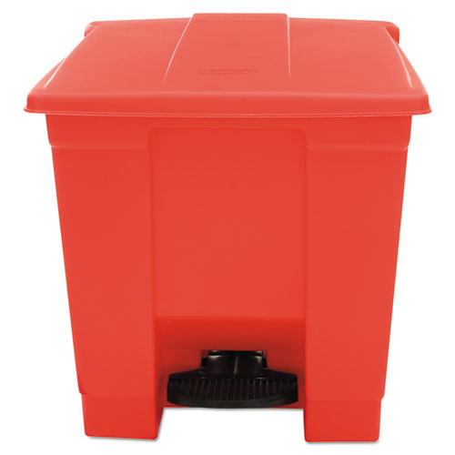Image of Rubbermaid® Commercial Indoor Utility Step-On Waste Container, 8 gal, Plastic, Red