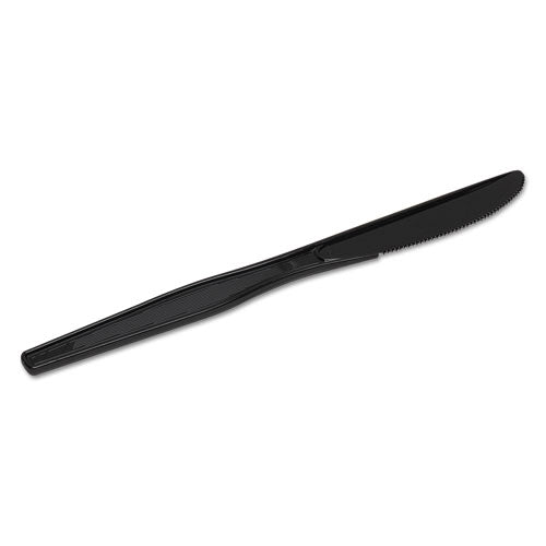 Image of Dixie® Plastic Cutlery, Heavy Mediumweight Knife, Black, 1,000/Carton