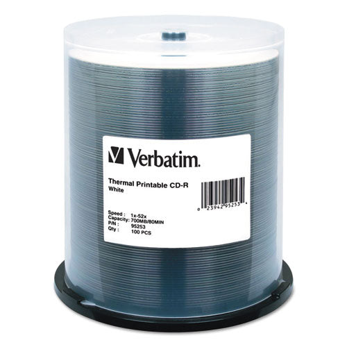 Image of Verbatim® Cd-R Datalifeplus Printable Recordable Disc, 700 Mb/80 Min, 52x, Spindle, White, 100/pack