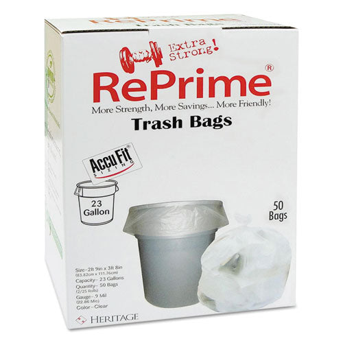 Image of AccuFit® Linear Low Density Can Liners with AccuFit Sizing, 23 gal, 0.9 mil, 28" x 45", Clear, 50 Bags/Box, 6 Boxes/Carton