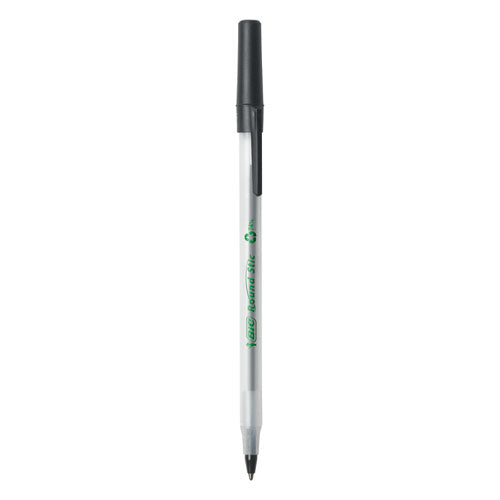 Image of BIC® Ecolutions Round Stic Ballpoint Pen Value Pack, Stick, Medium 1 Mm, Black Ink, Clear Barrel, 50/pack