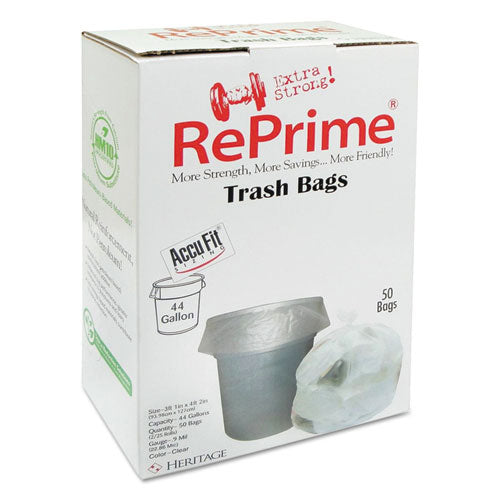 Image of AccuFit® Linear Low Density Can Liners with AccuFit Sizing, 44 gal, 0.9 mil, 37" x 50", Clear, 50 Bags/Box, 4 Boxes/Carton
