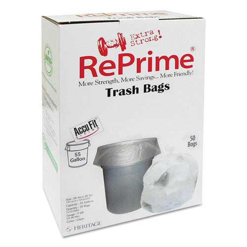 Image of AccuFit® Linear Low Density Can Liners with AccuFit Sizing, 55 gal, 0.9 mil, 40" x 53", Clear, 50 Bags/Box, 3 Boxes/Carton