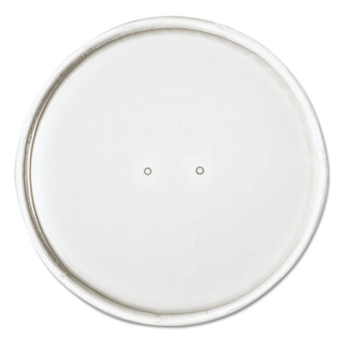 Image of SOLO® Paper Lids for Food Containers, For 32 oz Containers, Vented, 4.6" Diameter x 0.7" h, White, 25/Bag, 20 Bags/Carton