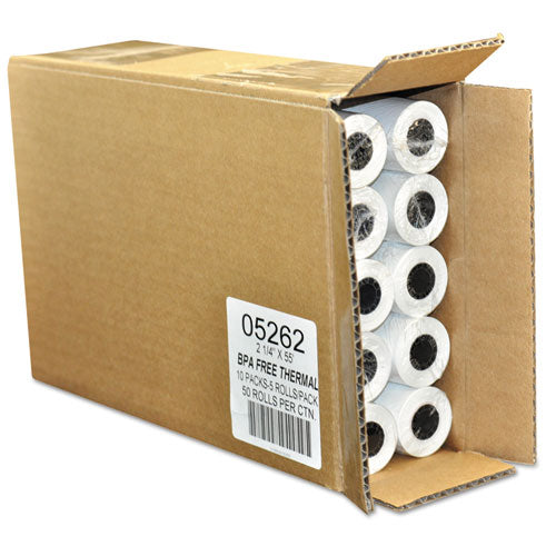 Image of Iconex Direct Thermal Printing Thermal Paper Rolls, 2.25" X 55 Ft, White, 50/carton