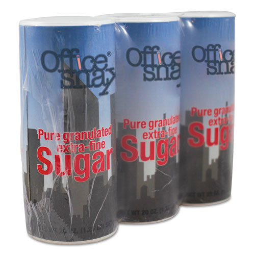Image of Office Snax® Sugar Canister, 20 oz Reclosable Canister, 3/Pack