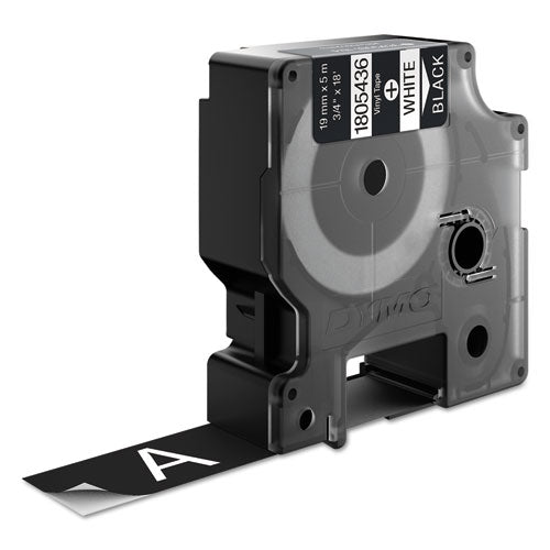 Image of DYMO® Rhino Permanent Vinyl Industrial Label Tape, 0.75" X 18 Ft, Black/white Print