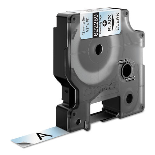 Image of DYMO® Rhino Permanent Vinyl Industrial Label Tape, 0.5" X 18 Ft, Clear/black Print