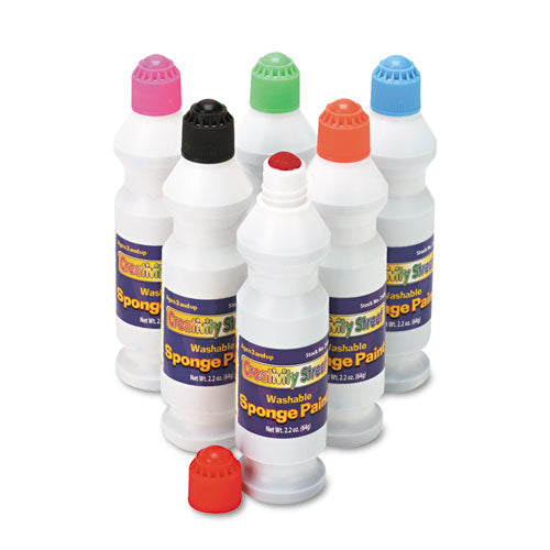 Image of Creativity Street® Sponge Paint Set, 6 Assorted Colors, 2.2 Oz Bottle, 6/pack