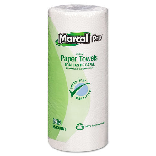 Image of Marcal® Perforated Kitchen Towels, White, 2-Ply, 9 x 11, 85 Sheets/Roll, 30 Rolls/Carton