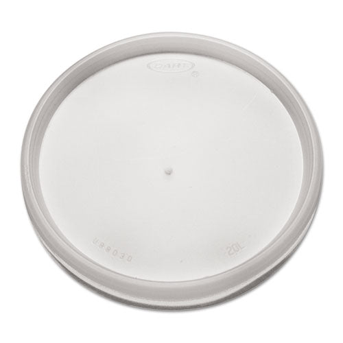 Image of Dart® Plastic Lids for Foam Cups, Bowls and Containers, Flat, Vented, Fits 6 oz to 32 oz, Translucent, 100/Pack, 10 Packs/Carton
