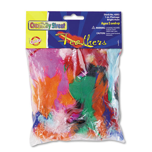 Image of Creativity Street® Chenille Kraft Bright Hues Feather Assortment, Natural Turkey Plumage, 1 Oz, Approximately 325/pack