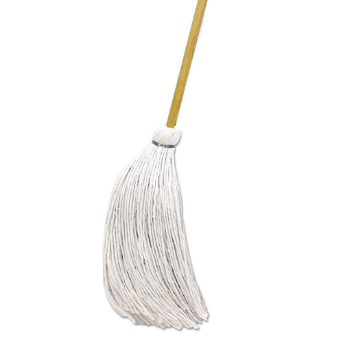Image of Boardwalk® Handle/Deck Mops, #16 White Rayon Head, 57" Natural Wood Handle, 12/Carton