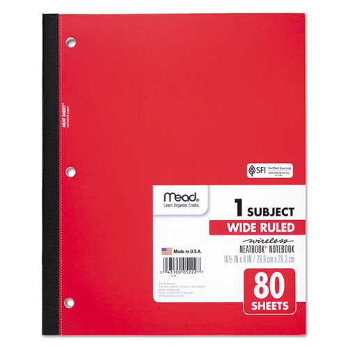 Image of Mead® Wireless Neatbook Notebook, 1-Subject, Wide/Legal Rule, Randomly Assorted Cover Color, (80) 10.5 x 8 Sheets