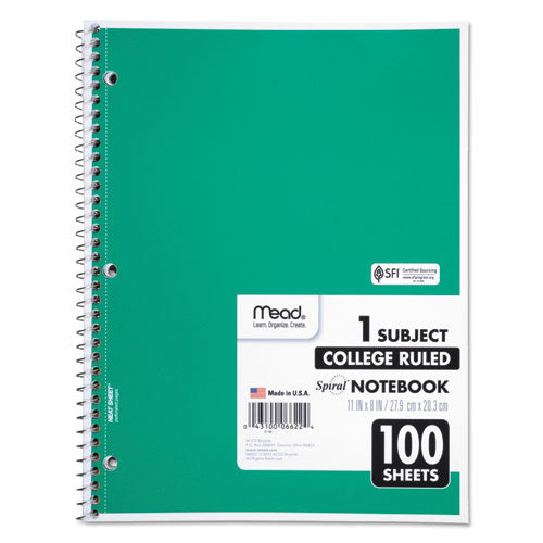 Image of Mead® Spiral Notebook, 1-Subject, Medium/College Rule, Randomly Assorted Cover Color, (100) 11 x 8 Sheets