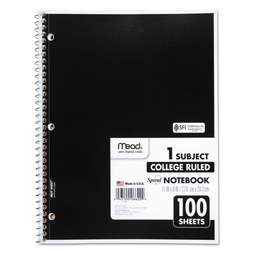 Image of Mead® Spiral Notebook, 1-Subject, Medium/College Rule, Randomly Assorted Cover Color, (100) 11 x 8 Sheets