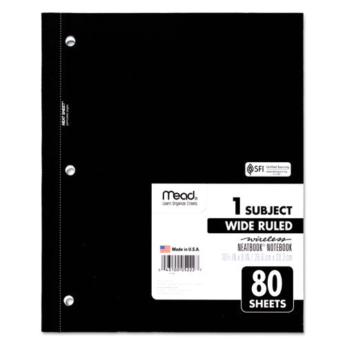 Image of Mead® Wireless Neatbook Notebook, 1-Subject, Wide/Legal Rule, Randomly Assorted Cover Color, (80) 10.5 x 8 Sheets