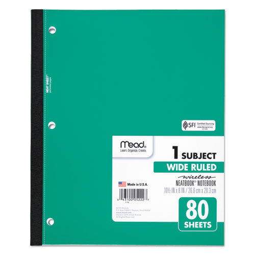 Image of Mead® Wireless Neatbook Notebook, 1-Subject, Wide/Legal Rule, Randomly Assorted Cover Color, (80) 10.5 x 8 Sheets