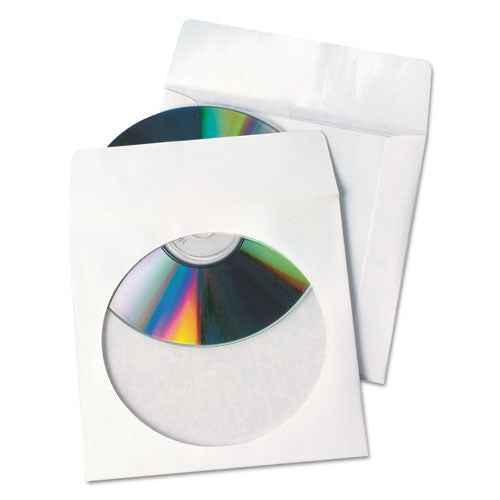 Image of Quality Park Tech-No-Tear Poly/Paper CD/DVD Sleeves, 1 Disc Capacity, White, 100/Box