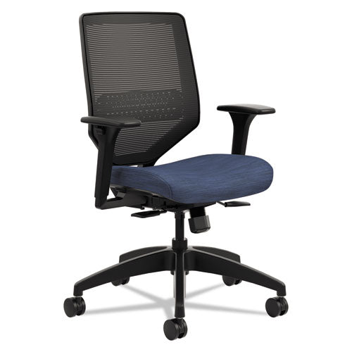 Image of HON® Solve Series Mesh Back Task Chair, Supports Up To 300 Lb, 16" To 22" Seat Height, Midnight Seat, Black Back/base