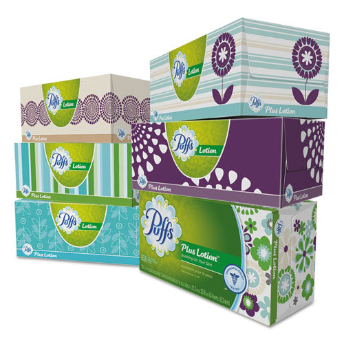 Image of Puffs® Plus Lotion Facial Tissue, 2-Ply, White, 124 Sheets/box, 6 Boxes/pack, 4 Packs/carton