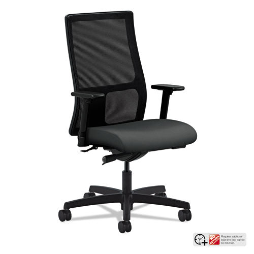 Image of HON® Ignition Series Mesh Mid-Back Work Chair, Supports Up To 300 Lb, 17.5" To 22" Seat Height, Iron Ore Seat, Black Back/base