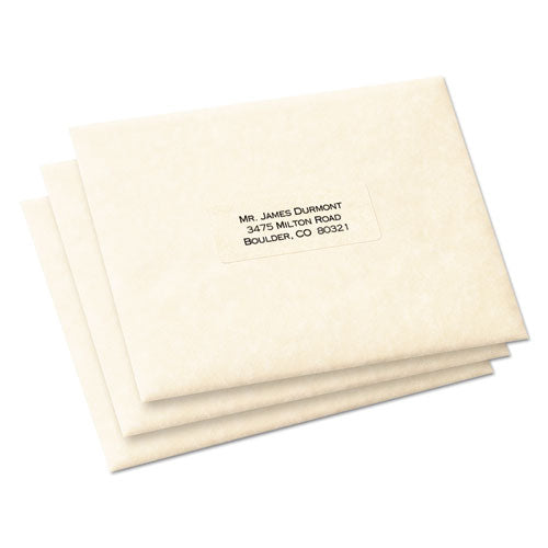 Image of Avery® Matte Clear Easy Peel Mailing Labels W/ Sure Feed Technology, Laser Printers, 1 X 2.63, Clear, 30/sheet, 10 Sheets/pack