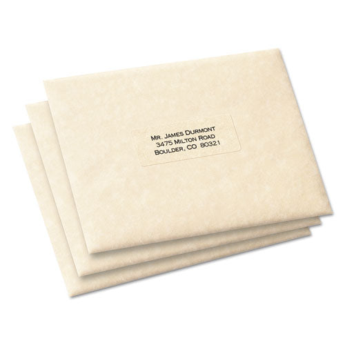 Image of Avery® Matte Clear Easy Peel Mailing Labels W/ Sure Feed Technology, Laser Printers, 1 X 2.63, Clear, 30/sheet, 50 Sheets/box