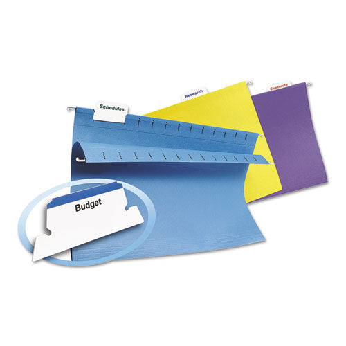 Image of Avery® Laser Printable Hanging File Tabs, 1/5-Cut, White, 2.06" Wide, 90/Pack