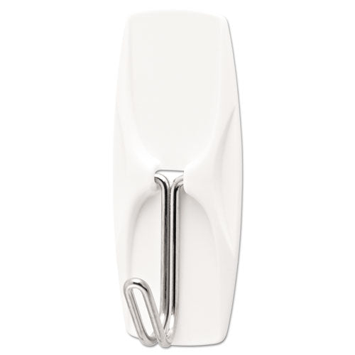 Image of Command General Purpose Wire Hooks, Medium, Metal, White, 2 lb Capacity, 7 Hooks and 8 Strips/Pack