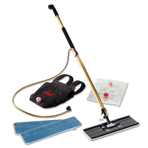 Image of 3M Easy Shine Applicator Kit, 18" Wide White Microfiber Head, 43" to 63" Gold/Black Aluminum Handle