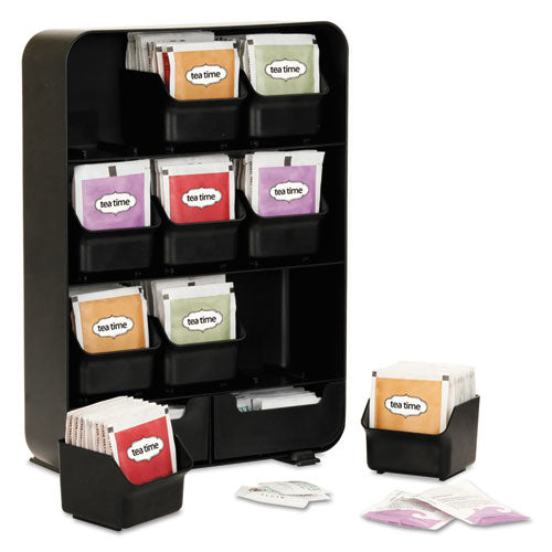 Image of Mind Reader Baggy Nine-Drawer Tea Bag and Accessory Holder, 10.24 x 4.33 x 13.11, Black