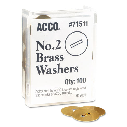 Image of ACCO #2 Washers for Two-Prong Fasteners, 1.25" Diameter, Brass, 100/Box