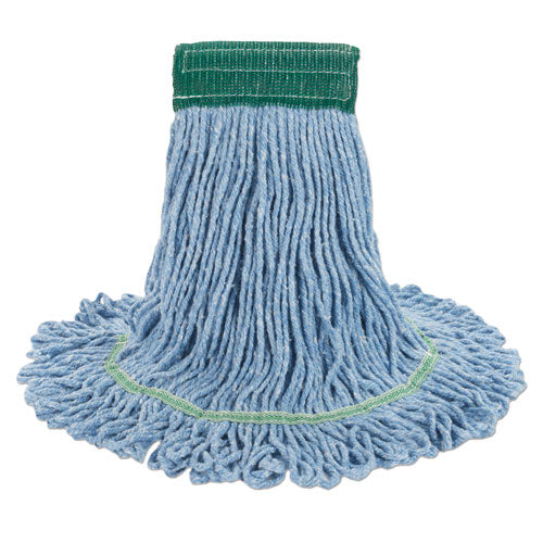 Image of Boardwalk® Super Loop Wet Mop Head, Cotton/synthetic Fiber, 5" Headband, Medium Size, Blue, 12/carton
