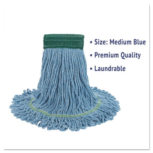 Image of Boardwalk® Super Loop Wet Mop Head, Cotton/synthetic Fiber, 5" Headband, Medium Size, Blue, 12/carton