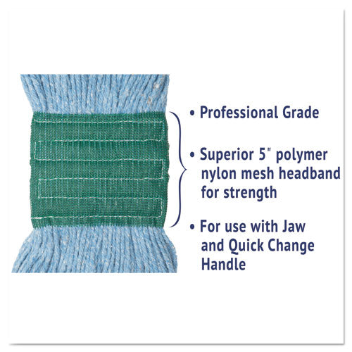 Image of Boardwalk® Super Loop Wet Mop Head, Cotton/synthetic Fiber, 5" Headband, Medium Size, Blue