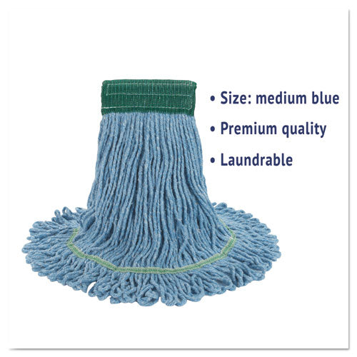 Image of Boardwalk® Super Loop Wet Mop Head, Cotton/synthetic Fiber, 5" Headband, Medium Size, Blue