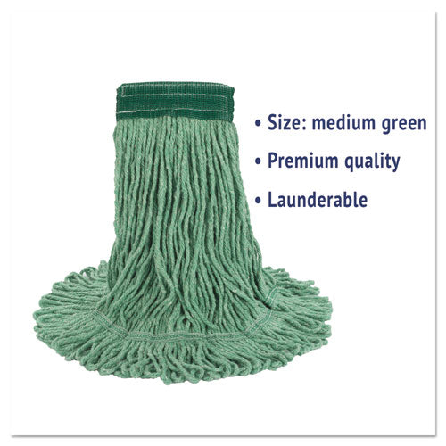 Image of Boardwalk® Super Loop Wet Mop Head, Cotton/synthetic Fiber, 5" Headband, Medium Size, Green, 12/carton