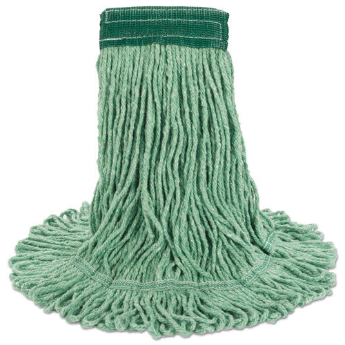 Image of Boardwalk® Super Loop Wet Mop Head, Cotton/synthetic Fiber, 5" Headband, Medium Size, Green, 12/carton