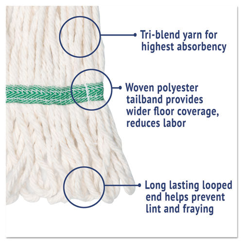 Image of Boardwalk® Super Loop Wet Mop Head, Cotton/Synthetic Fiber, 5" Headband, Medium Size, White, 12/Carton