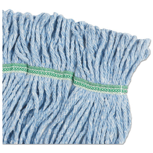 Image of Boardwalk® Super Loop Wet Mop Head, Cotton/synthetic Fiber, 5" Headband, Medium Size, Blue