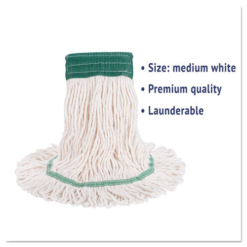 Image of Boardwalk® Super Loop Wet Mop Head, Cotton/Synthetic Fiber, 5" Headband, Medium Size, White, 12/Carton