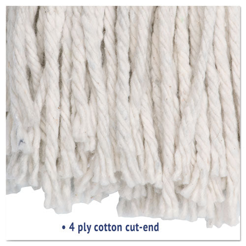 Image of Boardwalk® Premium Cut-End Wet Mop Heads, Cotton, 24oz, White, 12/carton
