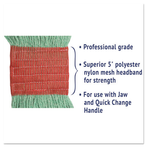 Image of Boardwalk® Super Loop Wet Mop Head, Cotton/synthetic Fiber, 5" Headband, Large Size, Green