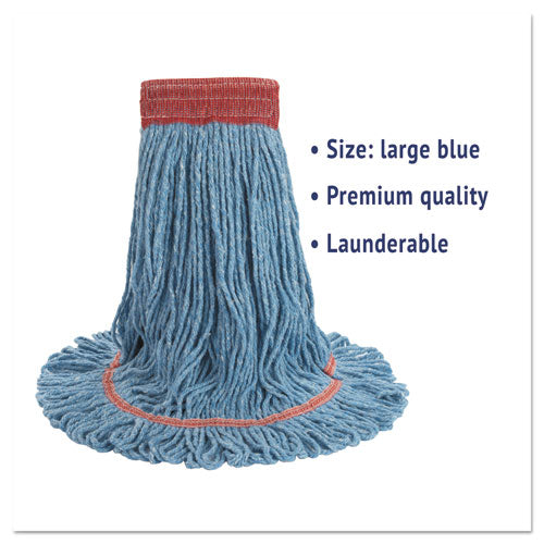 Image of Boardwalk® Super Loop Wet Mop Head, Cotton/synthetic Fiber, 5" Headband, Large Size, Blue, 12/carton