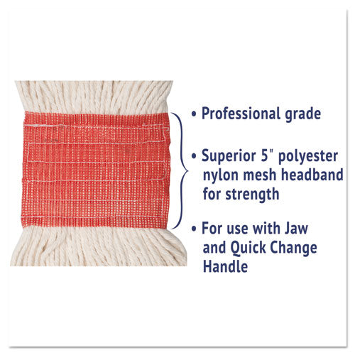 Image of Boardwalk® Super Loop Wet Mop Head, Cotton/synthetic Fiber, 5" Headband, Large Size, White, 12/carton